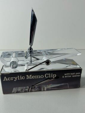 Vintage inkwell for dip pen geometric glass clear modernist